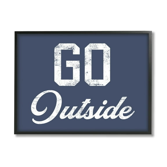 Stupell Industries Go Outside Kids Vintage Text Phrase Design Graphic Art Black Framed Art Print Wall Art, Design by Daphne Polselli