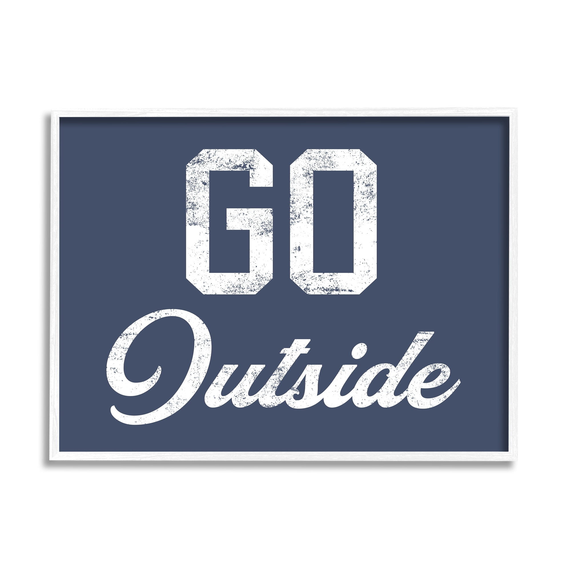 Stupell Industries Go Outside Kids Vintage Text Phrase Design Graphic Art White Framed Art Print Wall Art, Design by Daphne Polselli