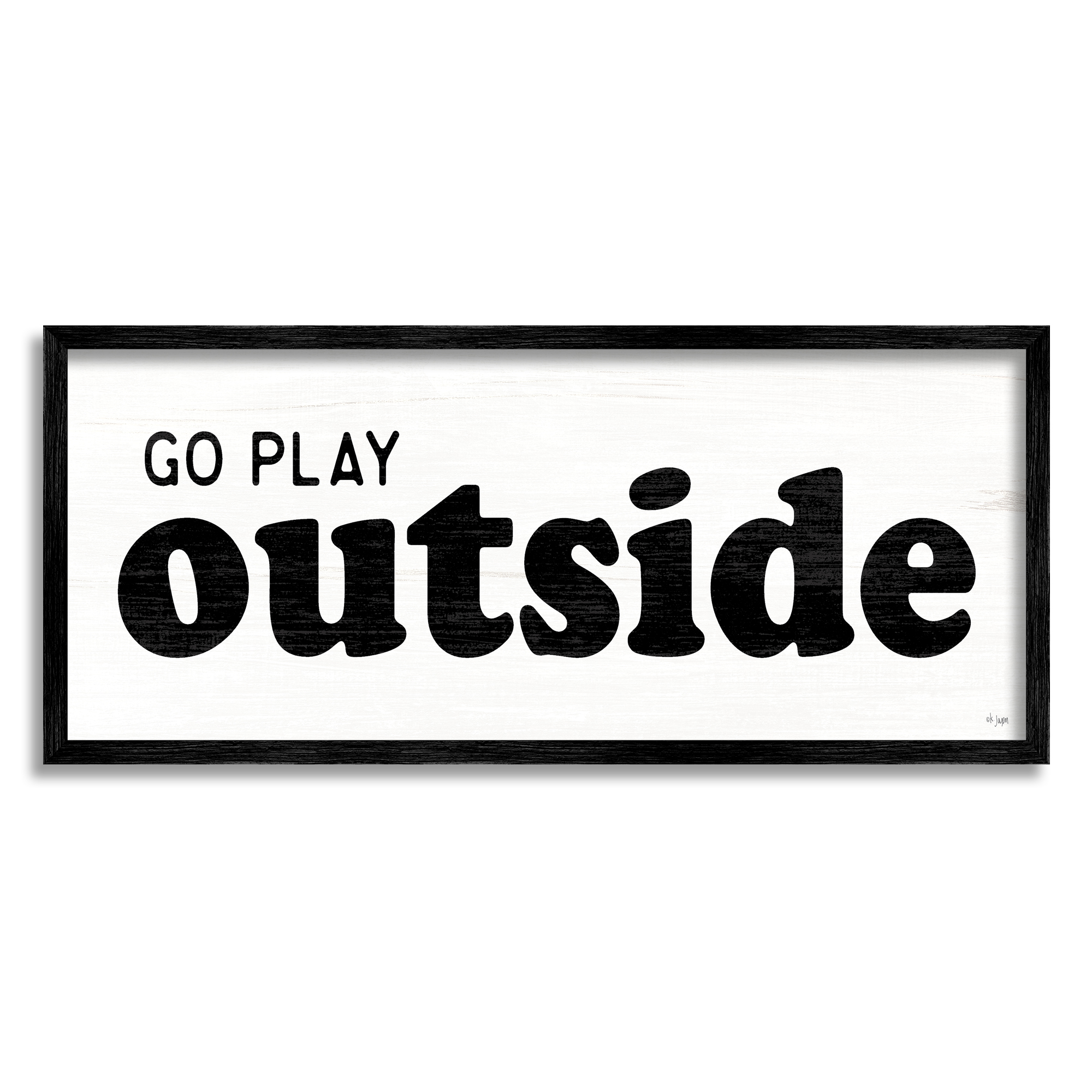 Stupell Industries Go Play Outside Phrase Typography Painting Black Framed Art Print Wall Art, 30 x 13