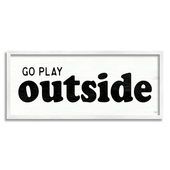 Stupell Industries Go Play Outside Phrase Typography Painting White Framed Art Print Wall Art, 24 x 10