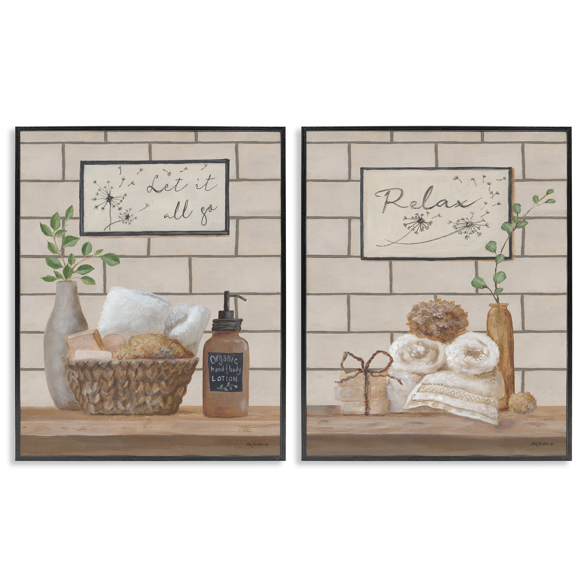 Stupell Industries Go Relax Traditional Bathroom Bath & Laundry Painting Black Framed Art Print Wall Art, 24 x 30, Set of 2