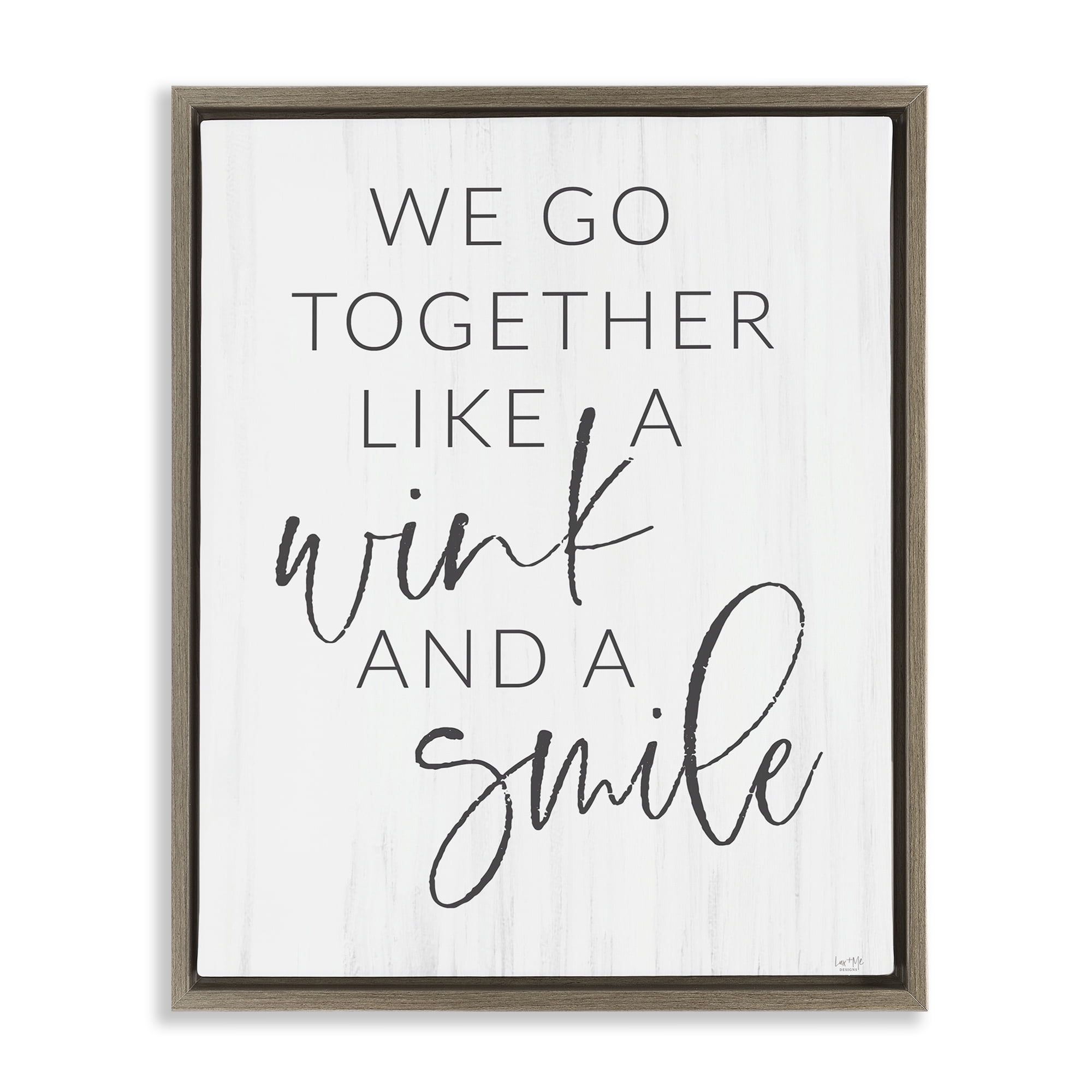 Stupell Industries Go Together Like Wink & Smile Brown Framed Floater Canvas Wall Art, design by Lux + Me Designs