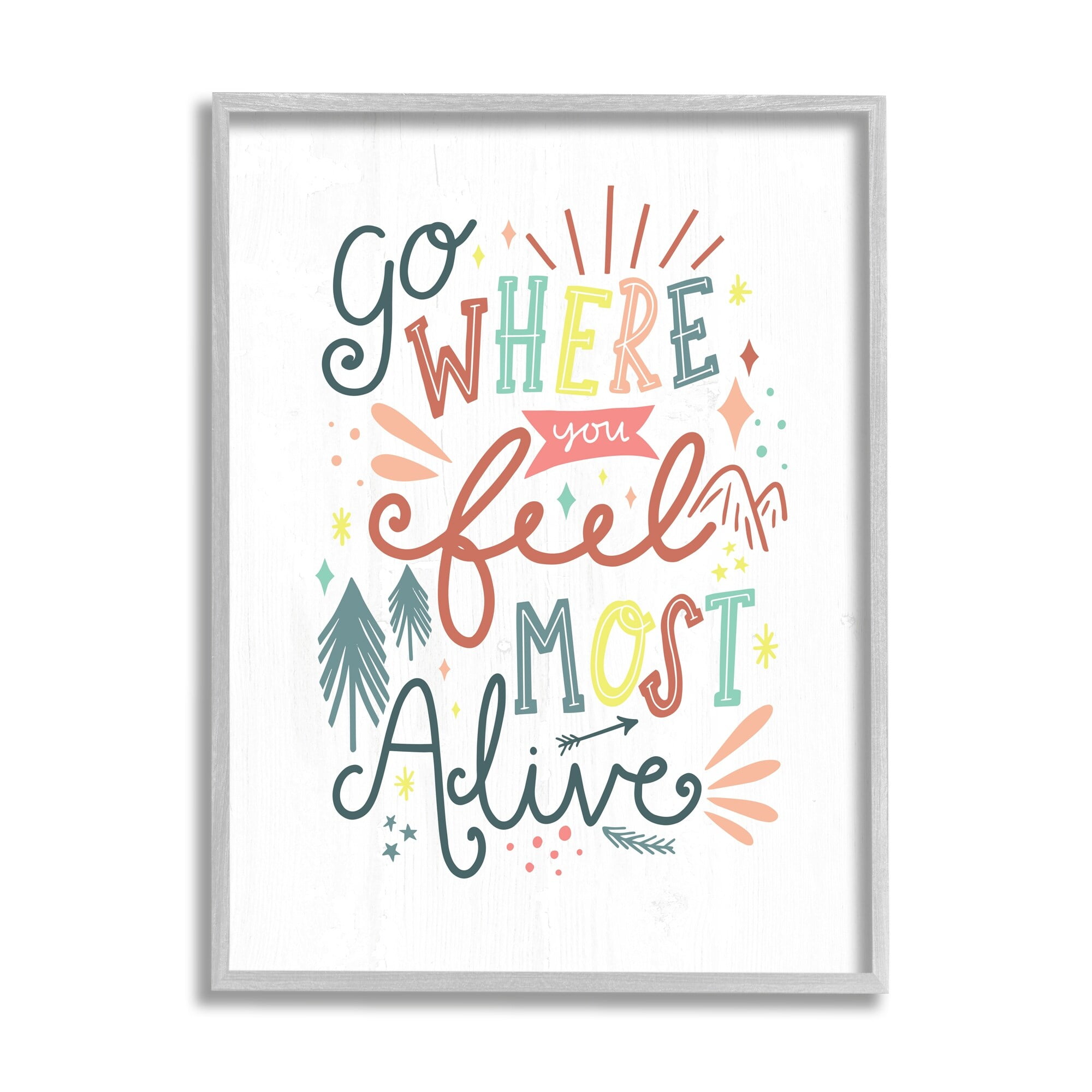 Stupell Industries Go Where You Feel Alive Ornamented Festive Text,16 x 20, Design by Louise Allen Designs