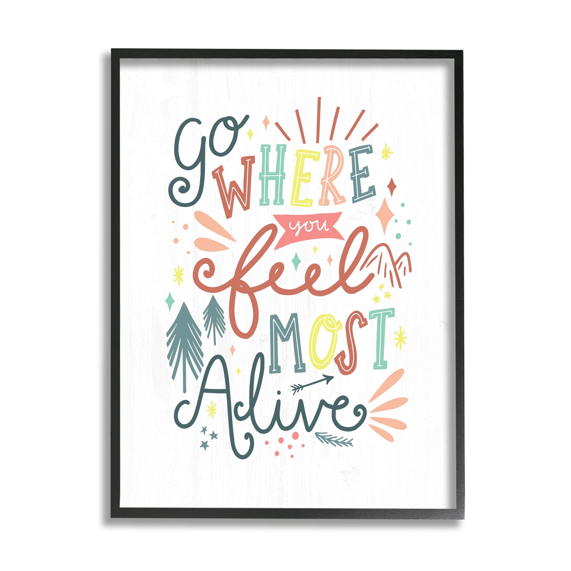 Stupell Industries Go Where You Feel Alive Ornamented Festive Text,16 x 20, Design by Louise Allen Designs