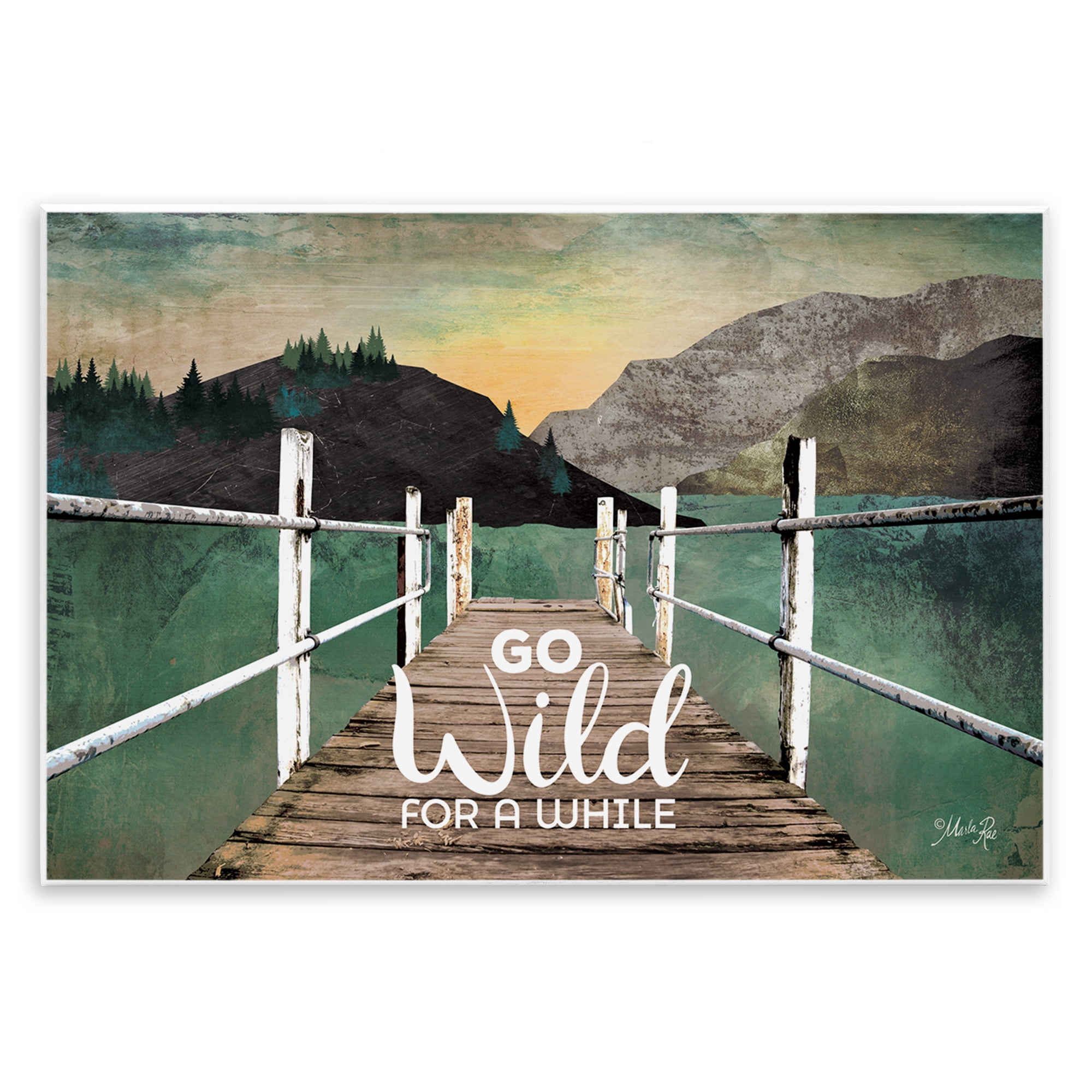 Stupell Industries Go Wild Rustic Phrase Landscape Painting Unframed Art Print Wall Art, 19 x 13
