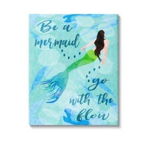 Stupell Industries Go With Flow Mermaid Abstract Painting Gallery Wrapped Canvas Art Print Wall Art, 16 x 20