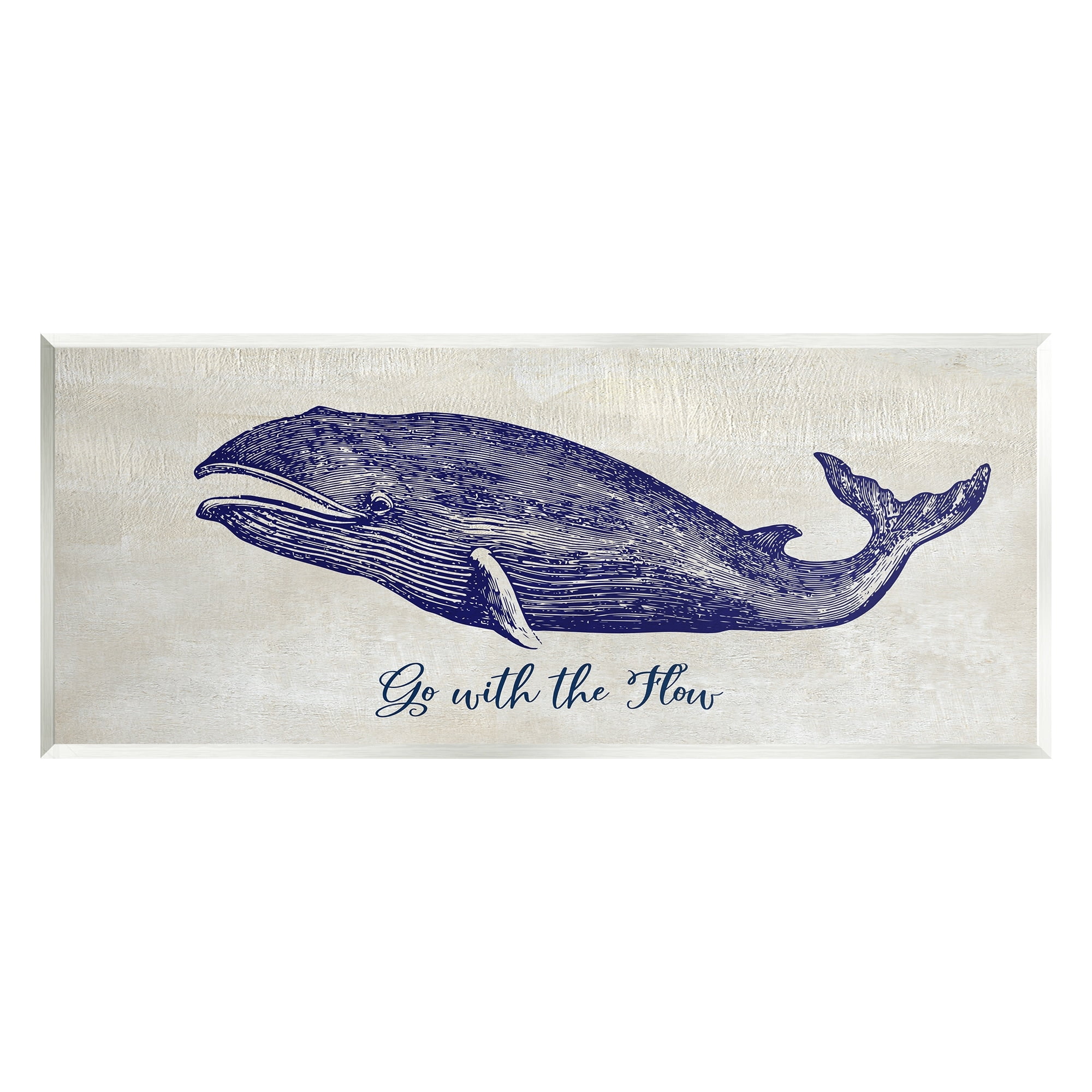 Stupell Industries Go With The Flow Aquatic Whale Ocean Phrase Graphic Art Unframed Art Print Wall Art, Design by Susan Jill