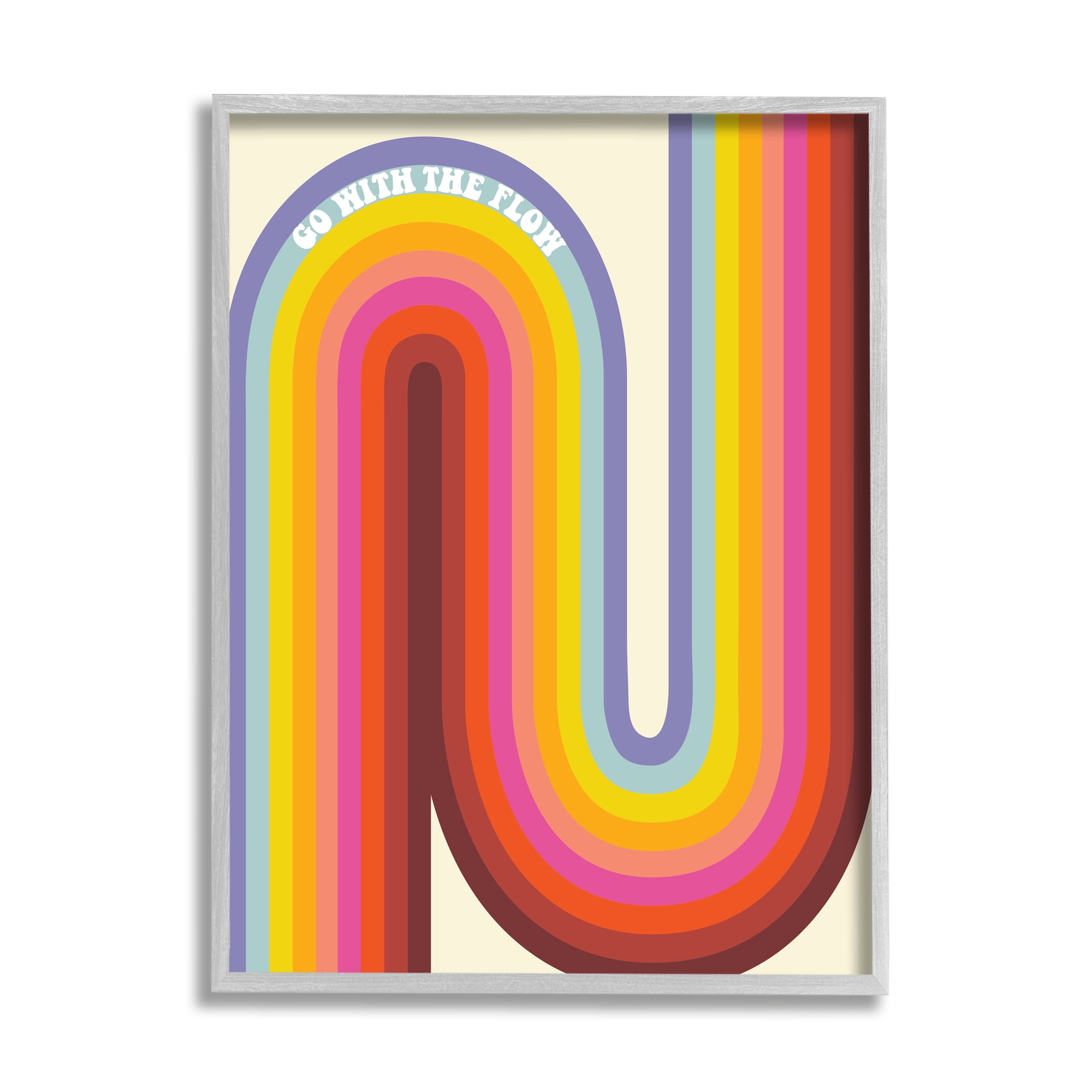Stupell Industries Go With The Flow Fluid Rainbow Stripes Pattern Framed Wall Art, 16 x 20, Design by Anna Whitham