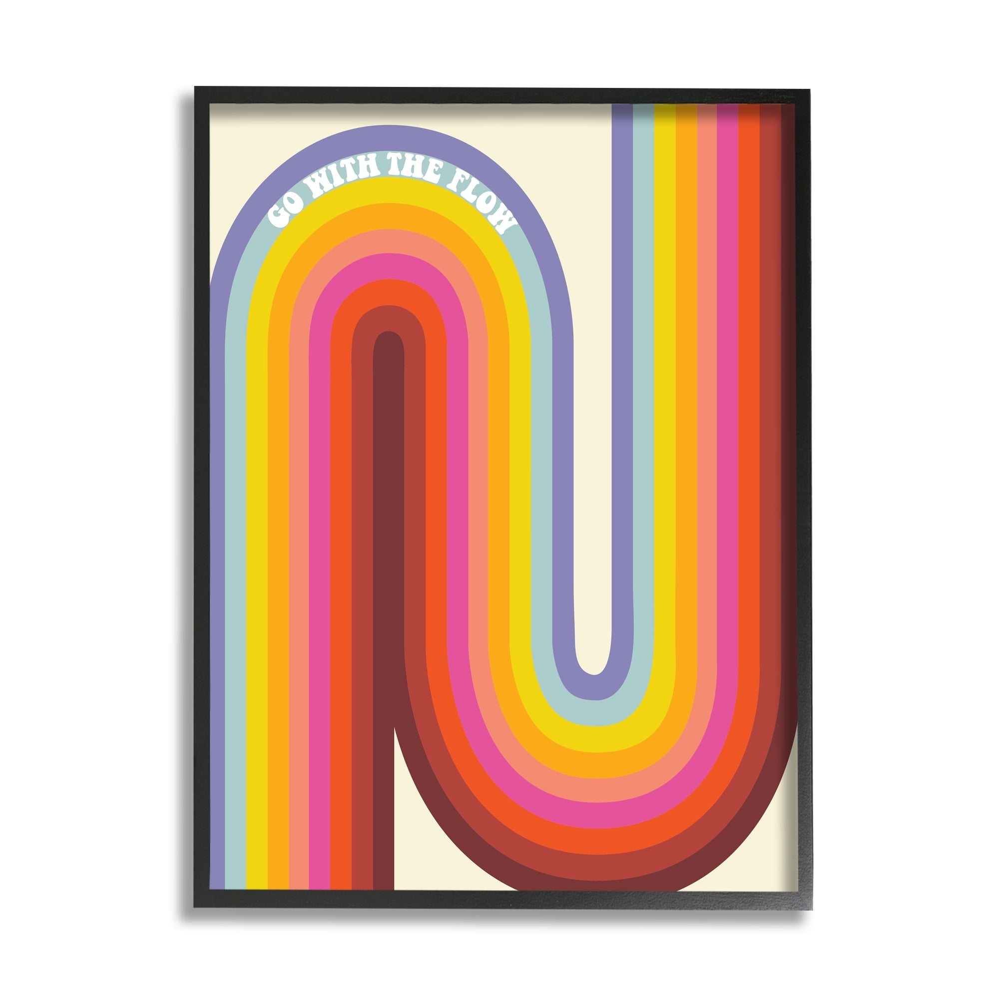 Stupell Industries Go With The Flow Fluid Rainbow Stripes Pattern Framed Wall Art, 24 x 30, Design by Anna Whitham