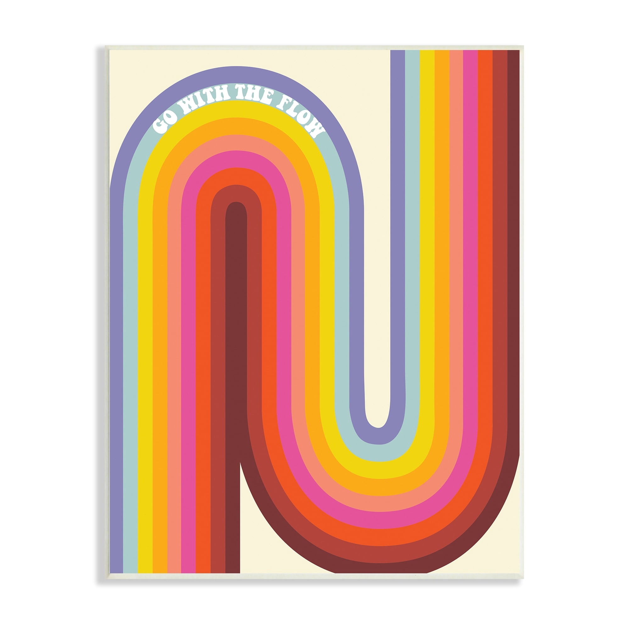 Stupell Industries Go With The Flow Fluid Rainbow Stripes Pattern Wood Wall Art, 13 x 19, Design by Anna Whitham