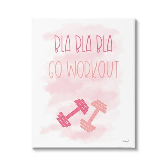 Stupell Industries Go Workout Girl Gym Weights Pink Misty Background,16 x 20, Design by Martina Pavlova