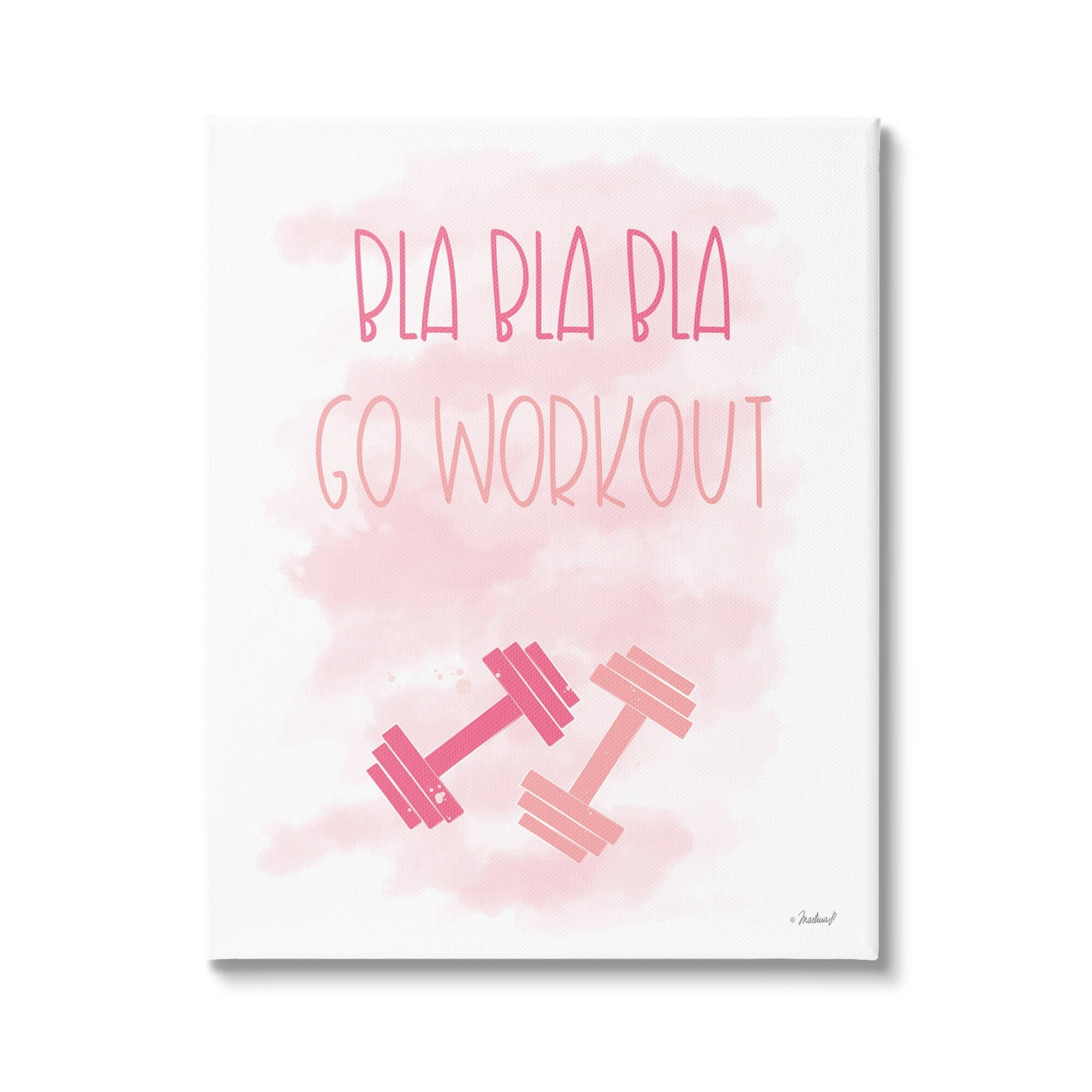 Stupell Industries Go Workout Girl Gym Weights Pink Misty Background,36 x 48, Design by Martina Pavlova