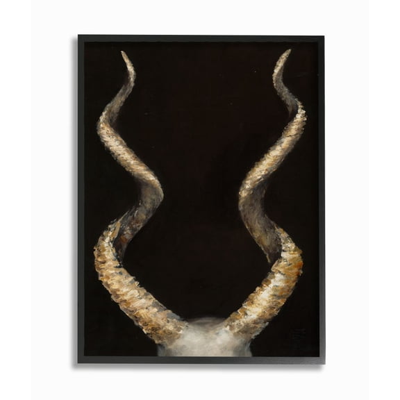 Stupell Industries Goat Horns Shadow Black Gold Animal Painting Black Framed Art Print Wall Art, 24x30, by Third and Wall