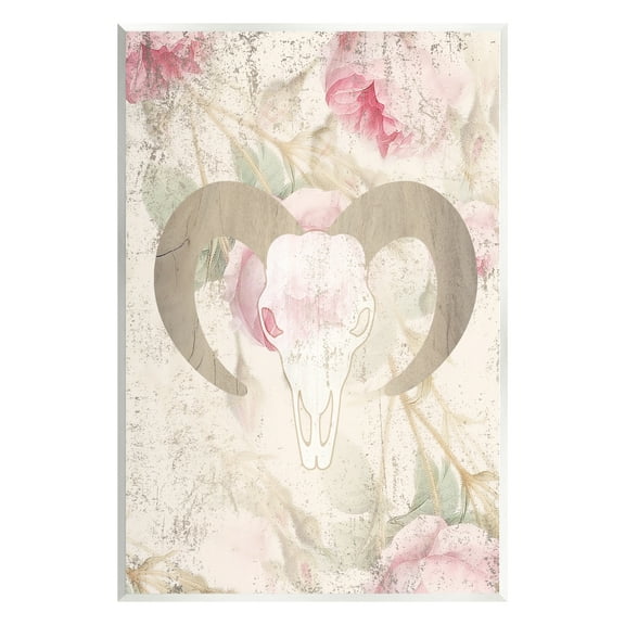 Stupell Industries Goat Skull Floral Rose Blooms Animals & Insects Painting Unframed Art Print Wall Art