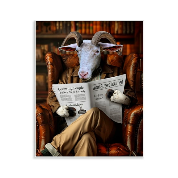 Stupell Industries Goat in Vintage Library Animals & Insects Painting Unframed Art Print Wall Art, 11 x 14