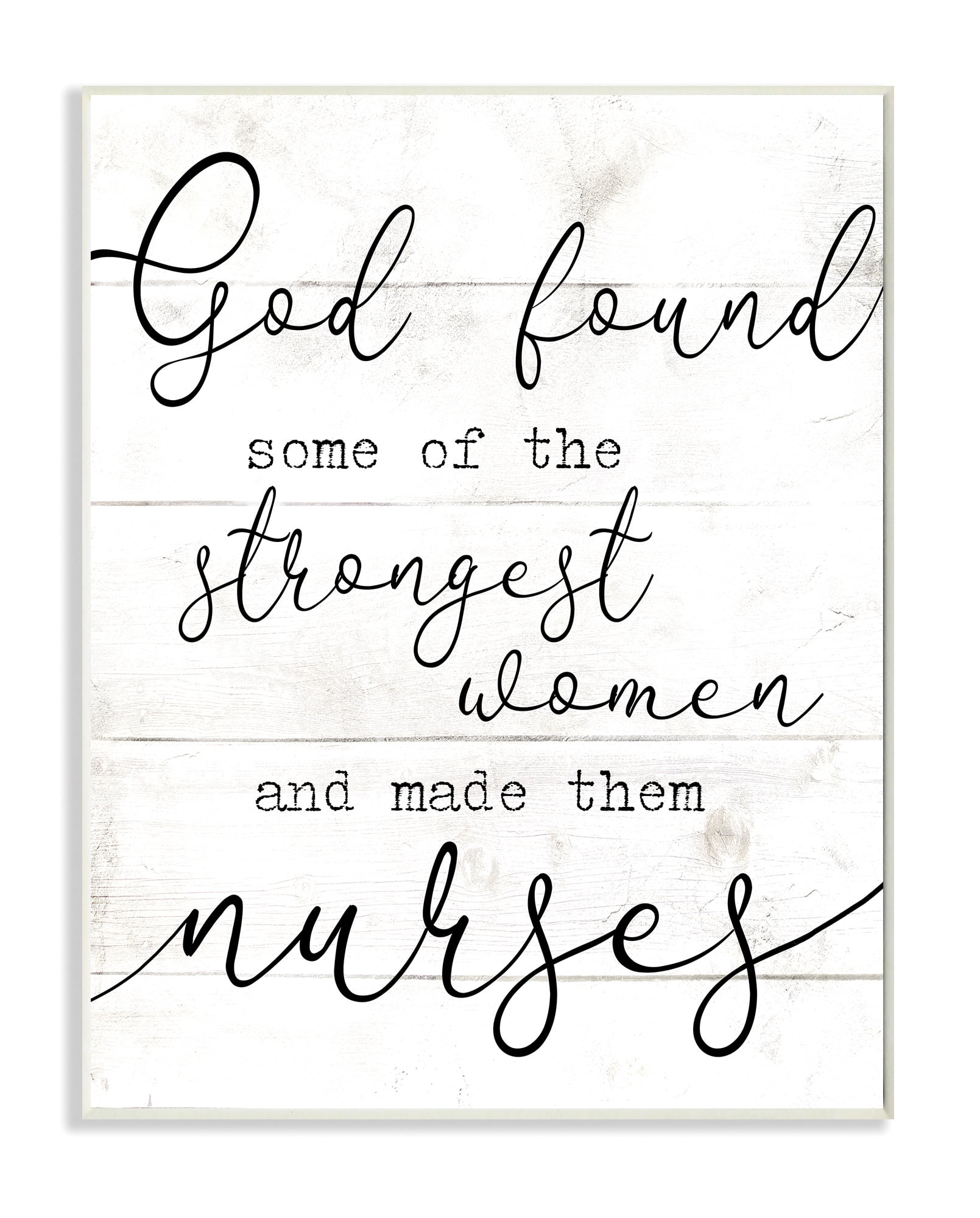 Stupell Industries God And Strange Nurses Funny Wood Textured Word Design Drawings Unframed Art Print Wall Art, 10x15, by Daphne Polselli