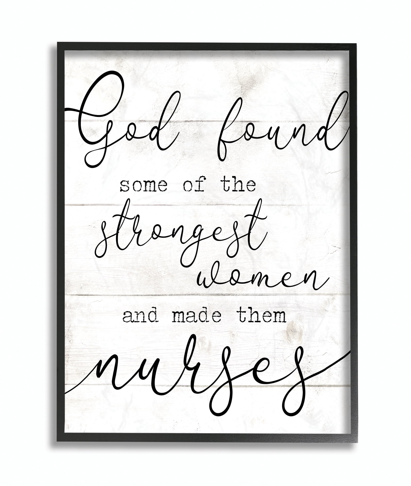 Stupell Industries God And Strange Nurses Funny Wood Textured Word Design Framed Wall Art by Daphne Polselli