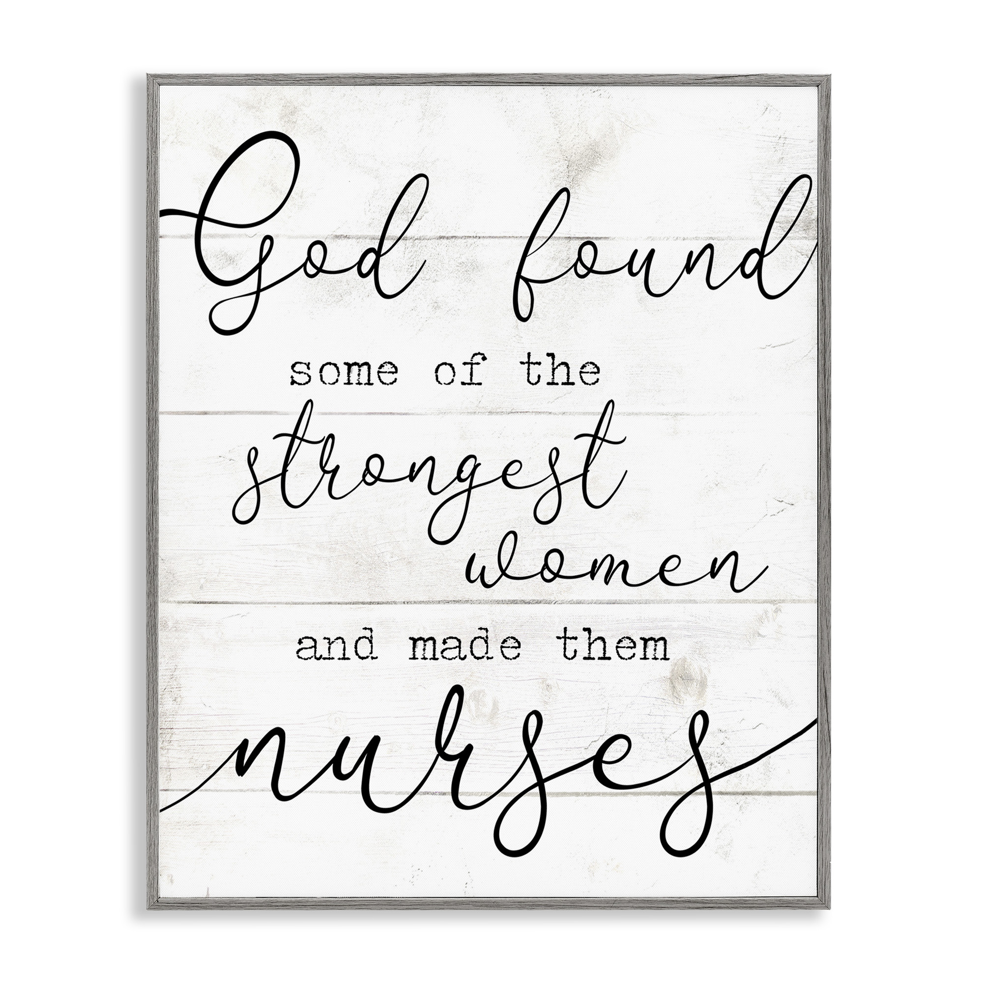 Stupell Industries God And Strange Nurses Funny Wood Textured Word Design Framed Wall Art by Daphne Polselli