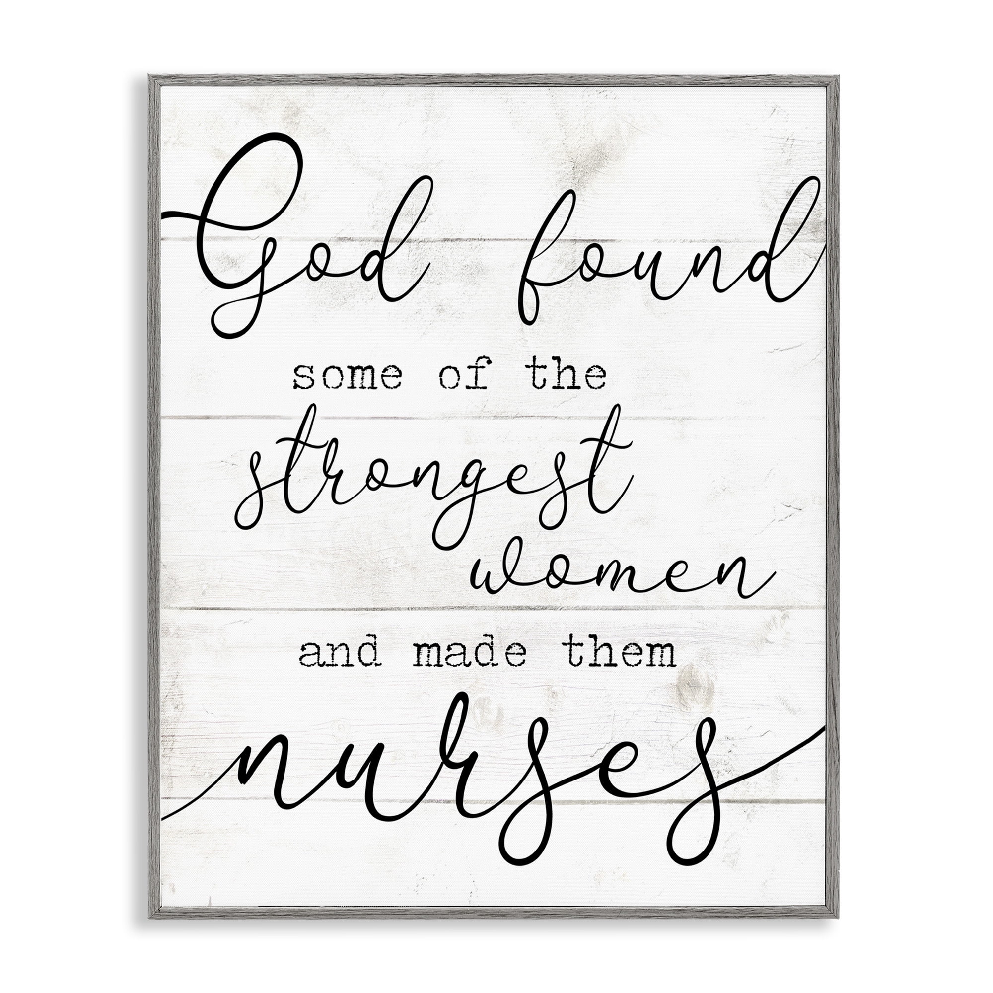 Stupell Industries God And Strange Nurses Funny Wood Textured Word Design Framed Wall Art by Daphne Polselli