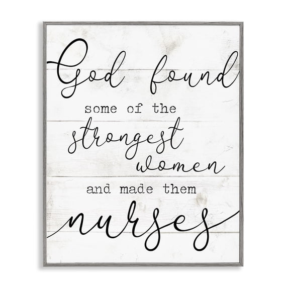 Stupell Industries God And Strange Nurses Funny Wood Textured Word Design Framed Wall Art by Daphne Polselli