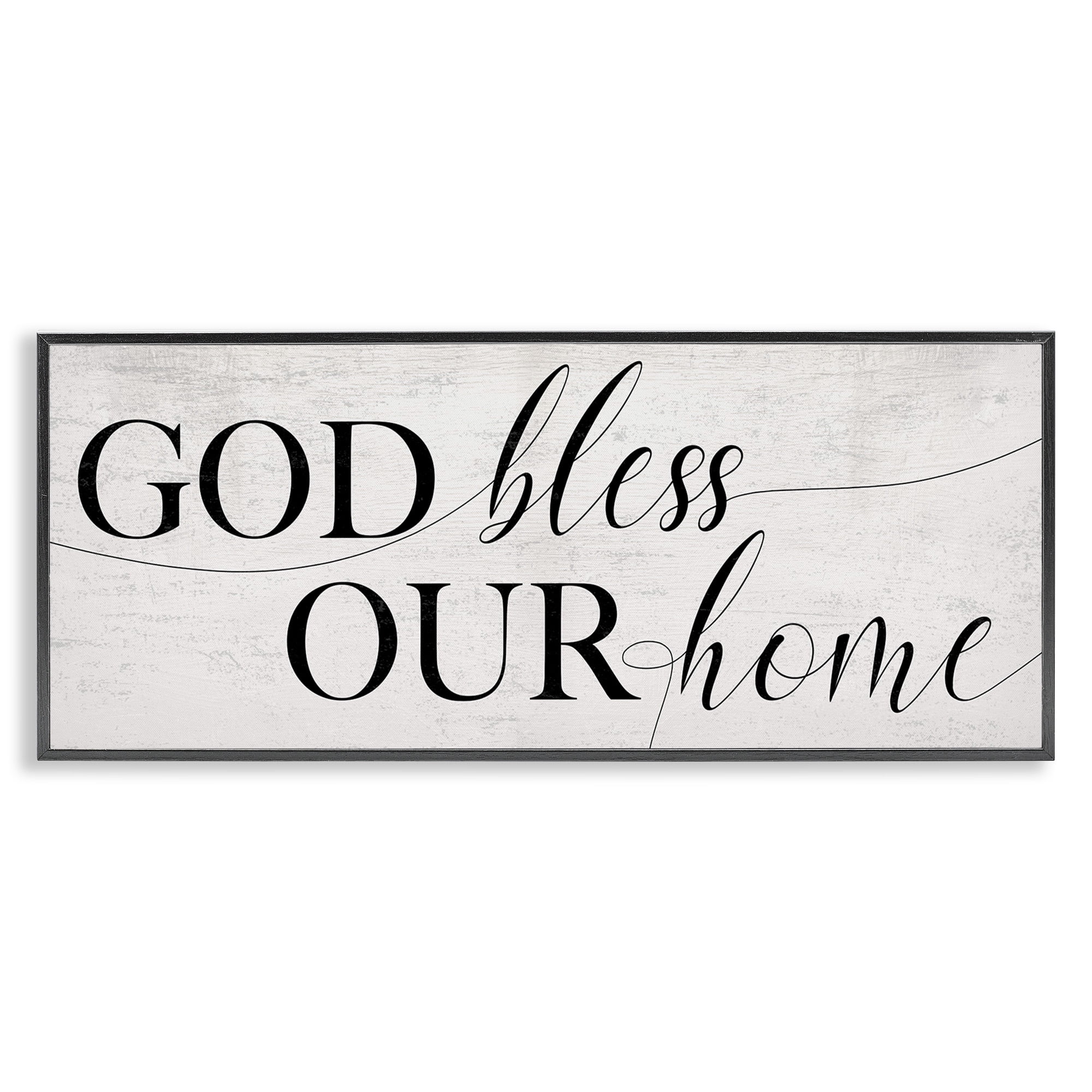 God Bless Our Home Black Framed Typography Print, 24 x 10