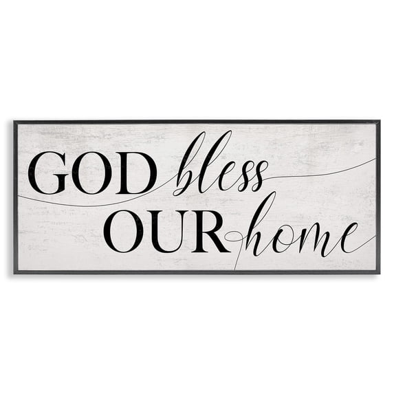 Stupell Industries God Bless Our Home Phrase Typography Painting Black Framed Art Print Wall Art, 24 x 10
