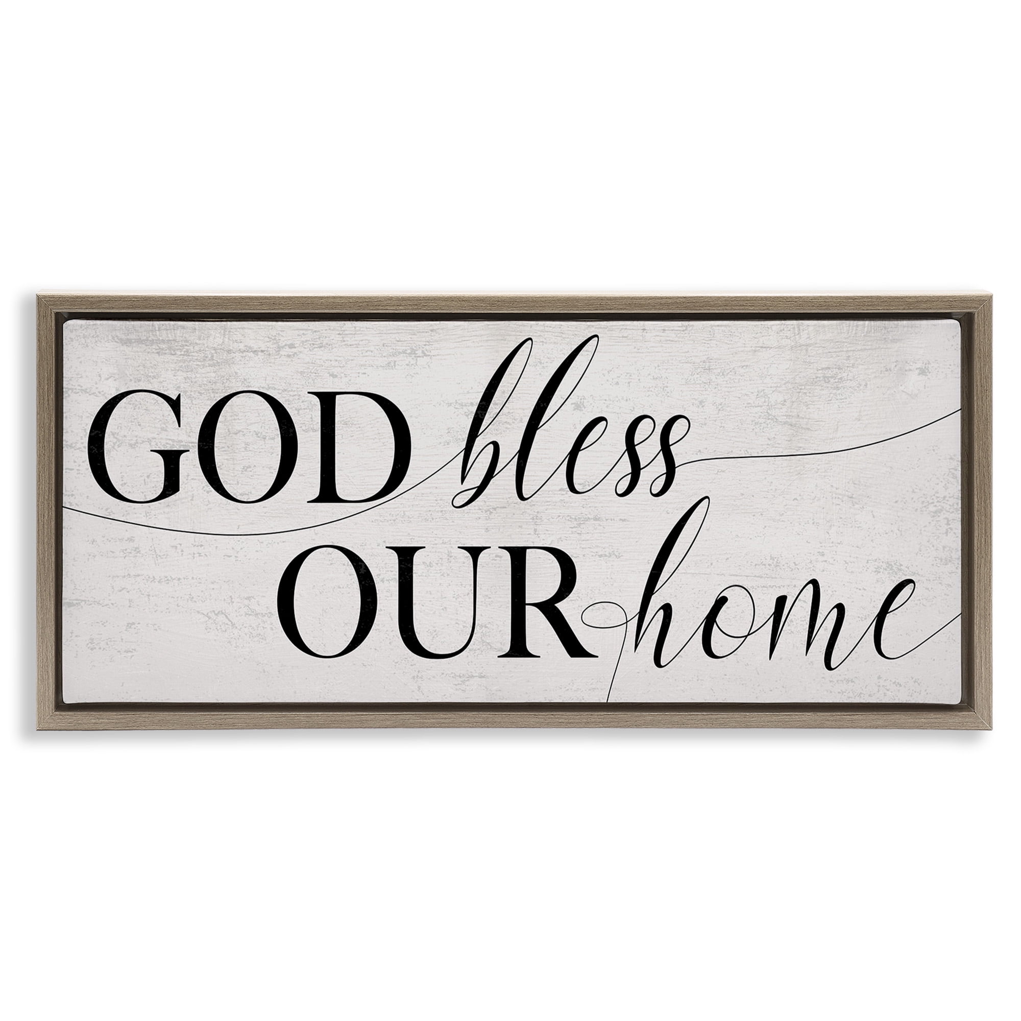 Stupell Industries God Bless Our Home Phrase Typography Painting Brown Floater Framed Canvas Art Print Wall Art, 25 x 11