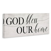 Stupell Industries God Bless Our Home Quote Faith Based Typography Canvas Wall Art, 10 x 24, Design by Daphne Polselli