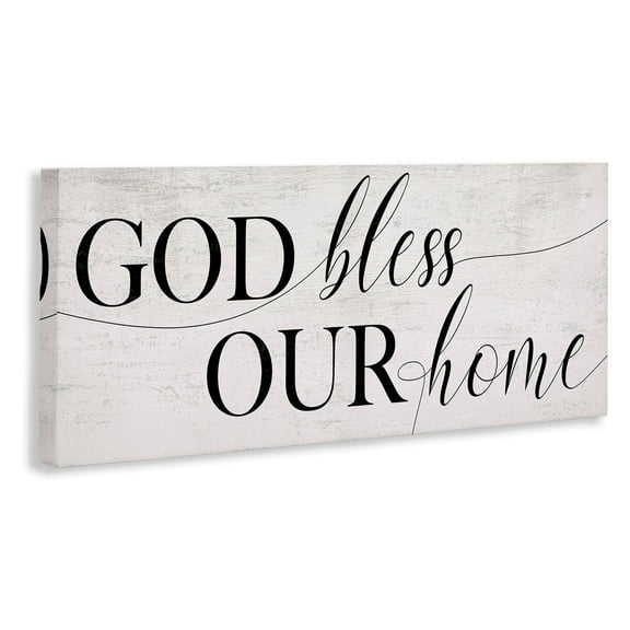 Stupell Industries God Bless Our Home Quote Faith Based Typography Canvas Wall Art, 10 x 24, Design by Daphne Polselli