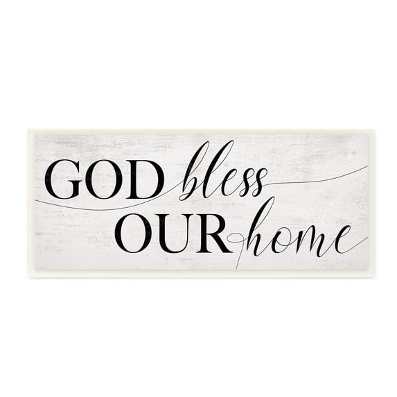 Stupell Industries God Bless Our Home Quote Faith Based Typography Wall Plaque, 7 x 17, Design by Daphne Polselli