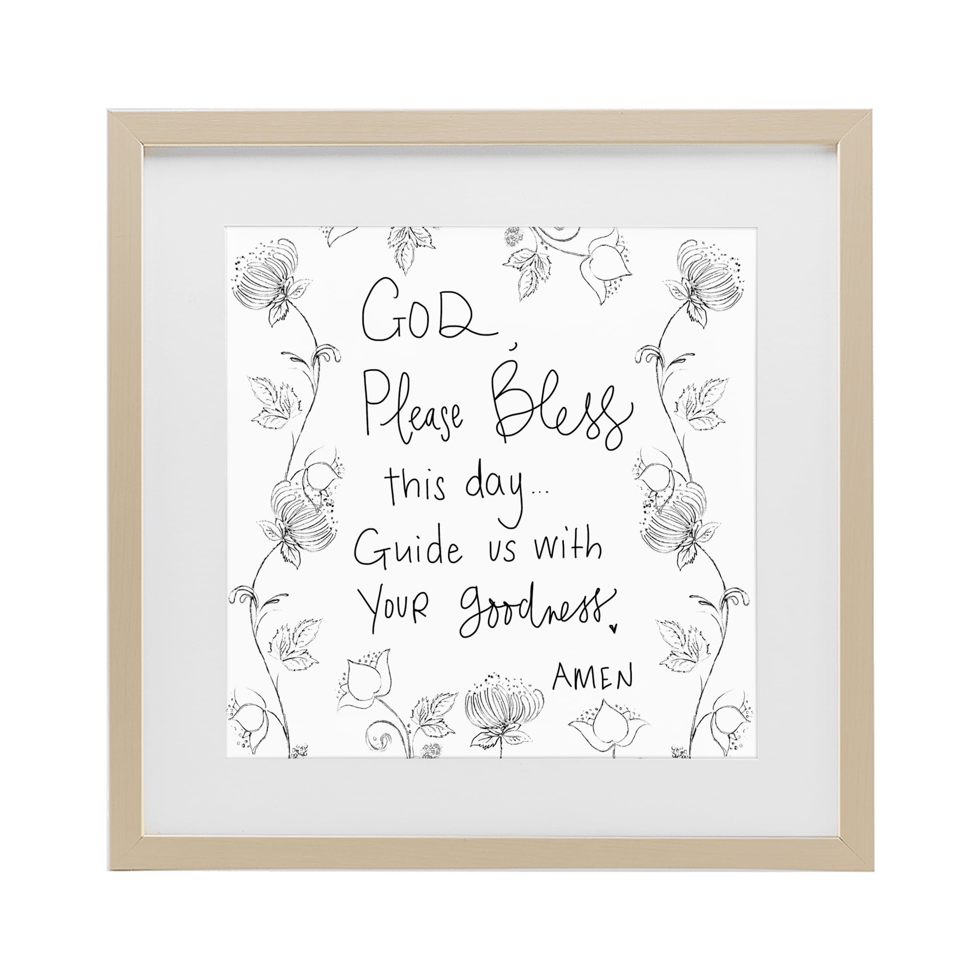 Stupell Industries God Bless This Day Birch Framed Print Under Glass, design by Patricia Pinto
