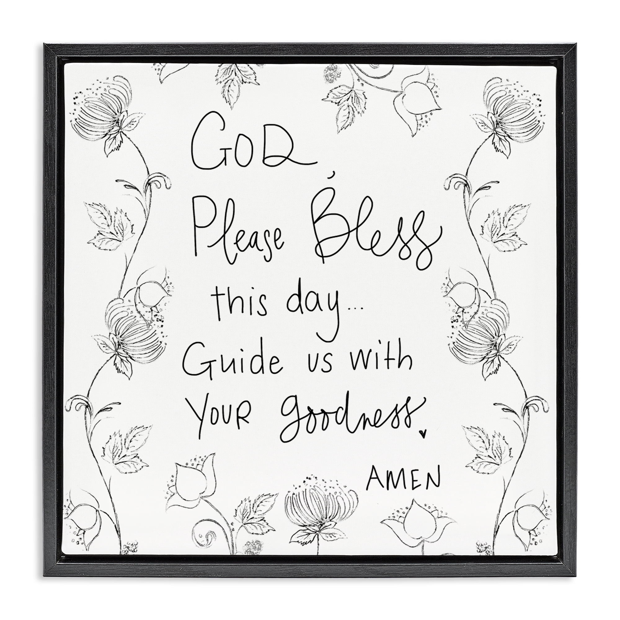 Stupell Industries God Bless This Day Black Framed Floater Canvas Wall Art, design by Patricia Pinto