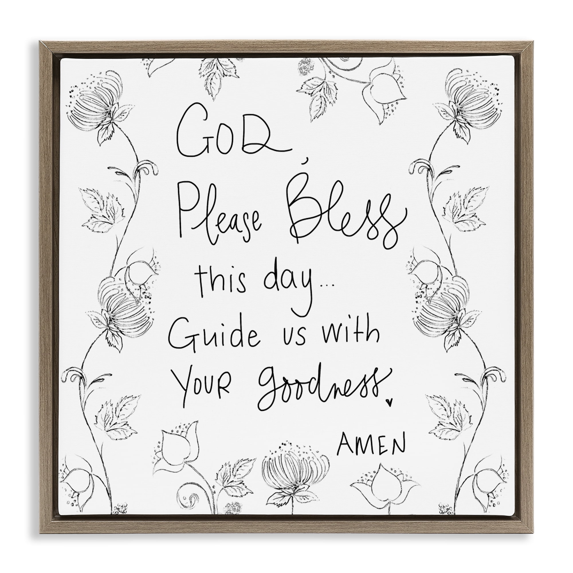 Stupell Industries God Bless This Day Brown Framed Floater Canvas Wall Art, design by Patricia Pinto