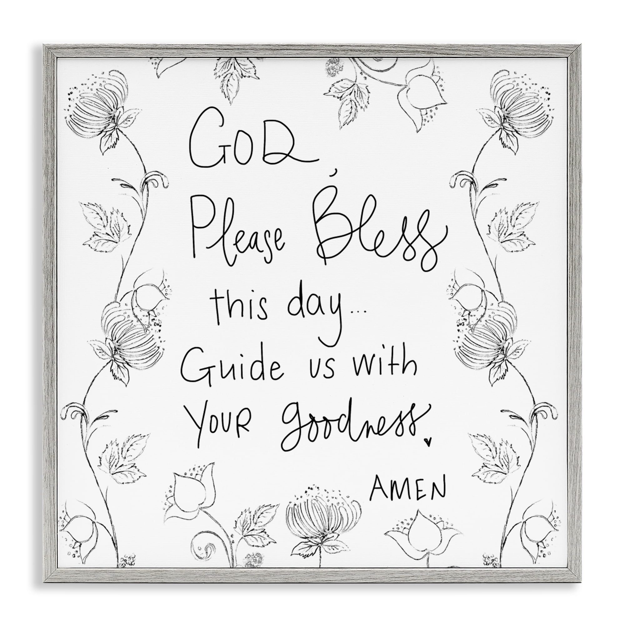 Stupell Industries God Bless This Day Gray Framed Giclee Art, design by Patricia Pinto