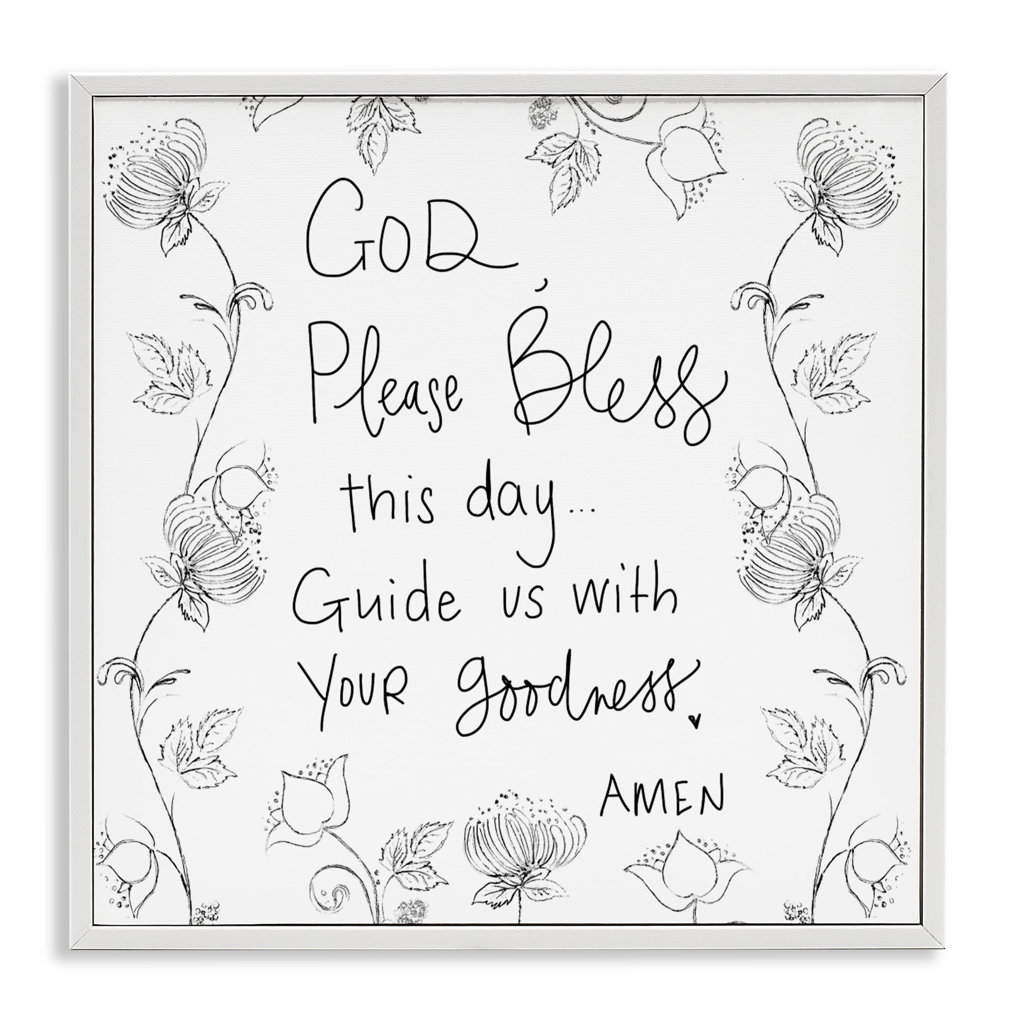 Stupell Industries God Bless This Day White Framed Giclee Art, design by Patricia Pinto