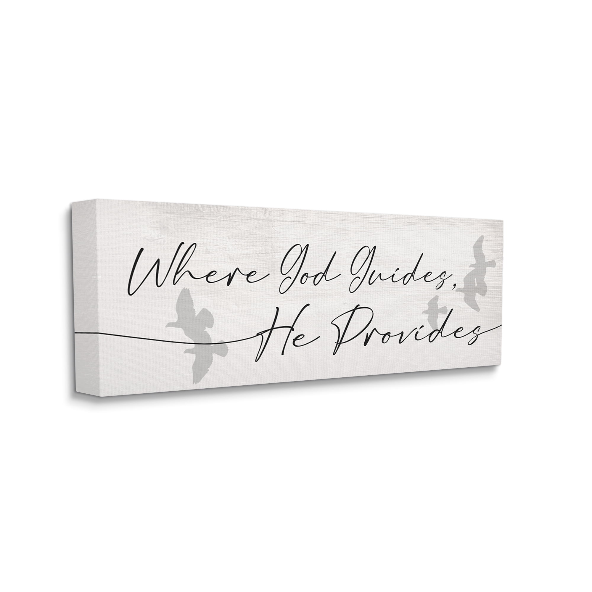 Stupell Industries God Guides He Provides Spiritual Proverb Flying Doves, 10 x 24, Designed by Daphne Polselli