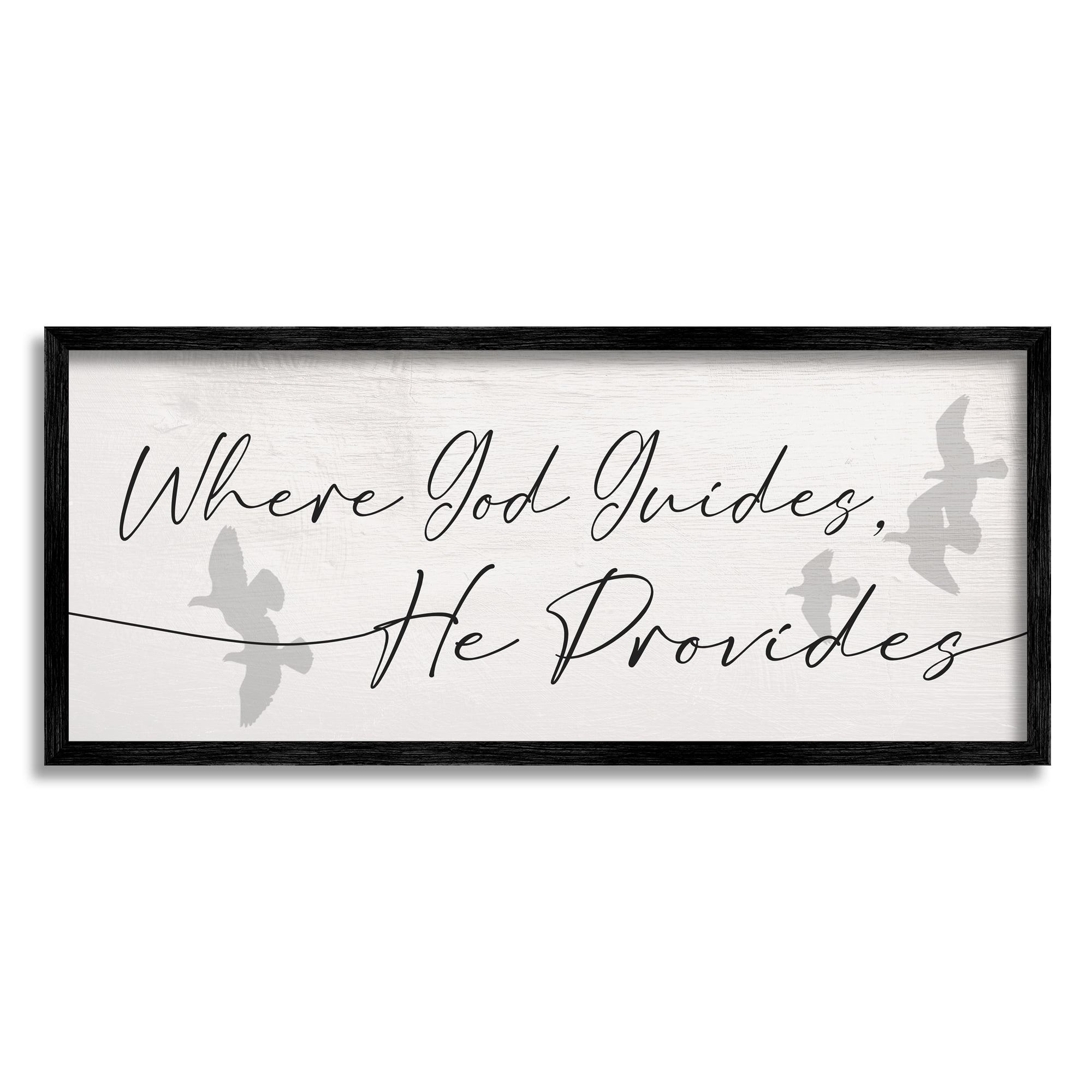 Stupell Industries God Guides He Provides Spiritual Proverb Flying Doves, 13 x 30, Designed by Daphne Polselli