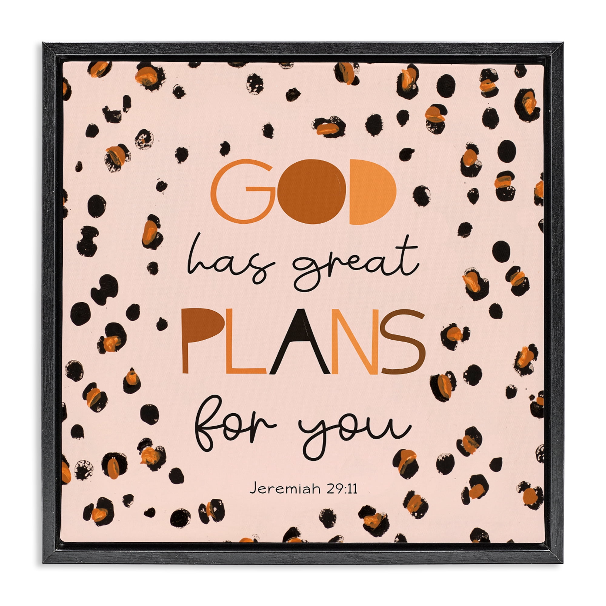 Stupell Industries God Has Plans For You Black Framed Floater Canvas Wall Art, design by Patricia Pinto