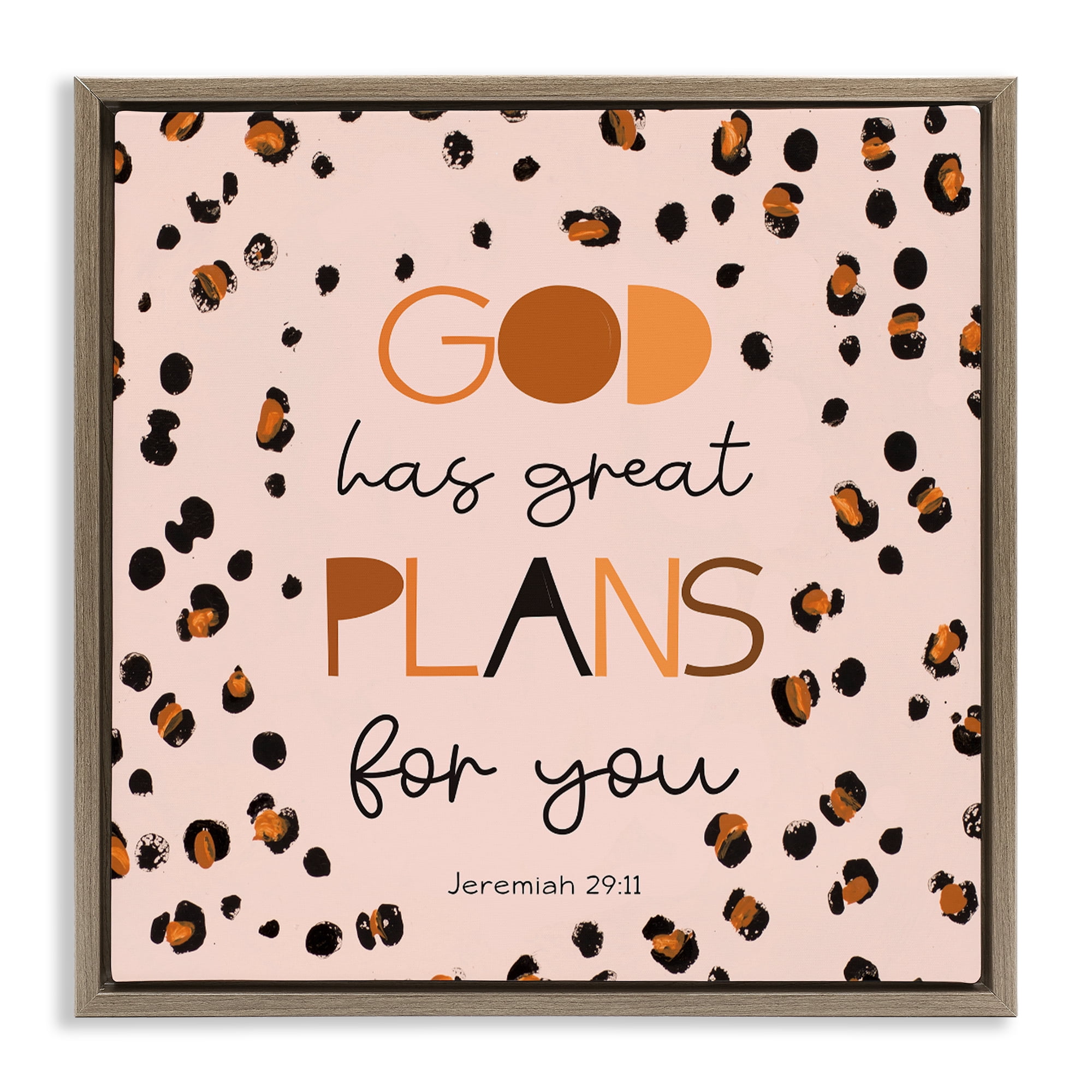 Stupell Industries God Has Plans For You Brown Framed Floater Canvas Wall Art, design by Patricia Pinto