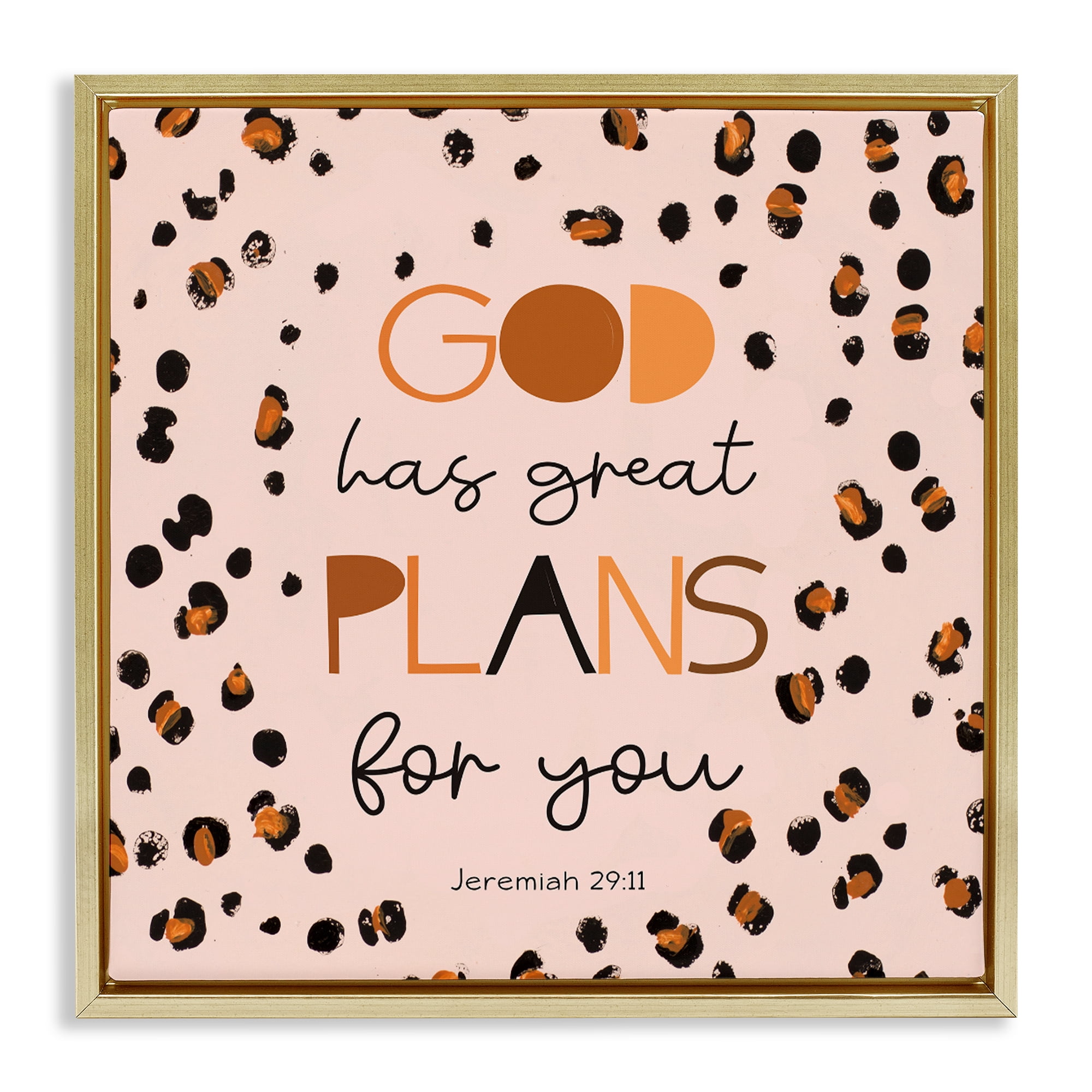 Stupell Industries God Has Plans For You Gold Framed Floater Canvas Wall Art, design by Patricia Pinto