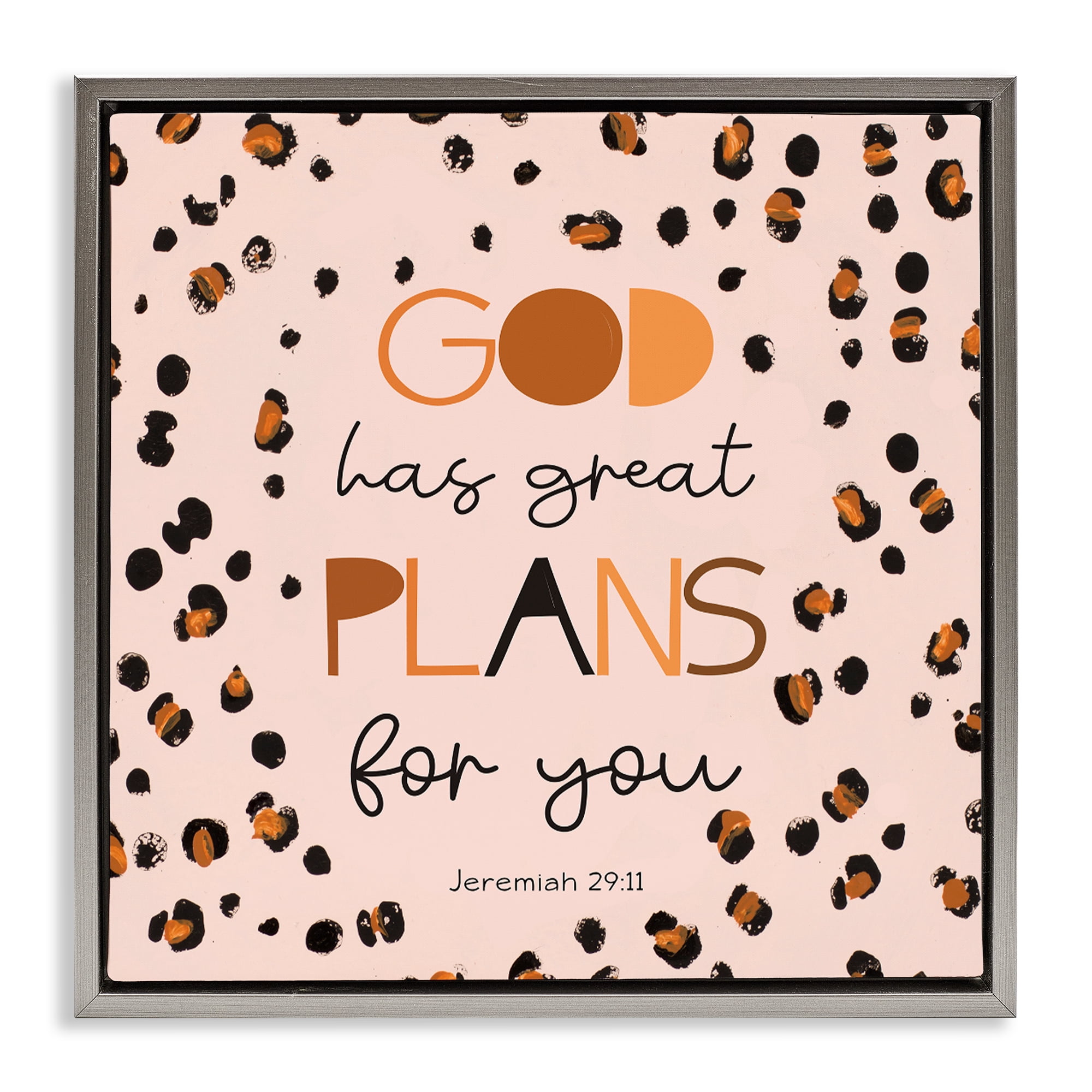 Stupell Industries God Has Plans For You Gray Framed Floater Canvas Wall Art, design by Patricia Pinto