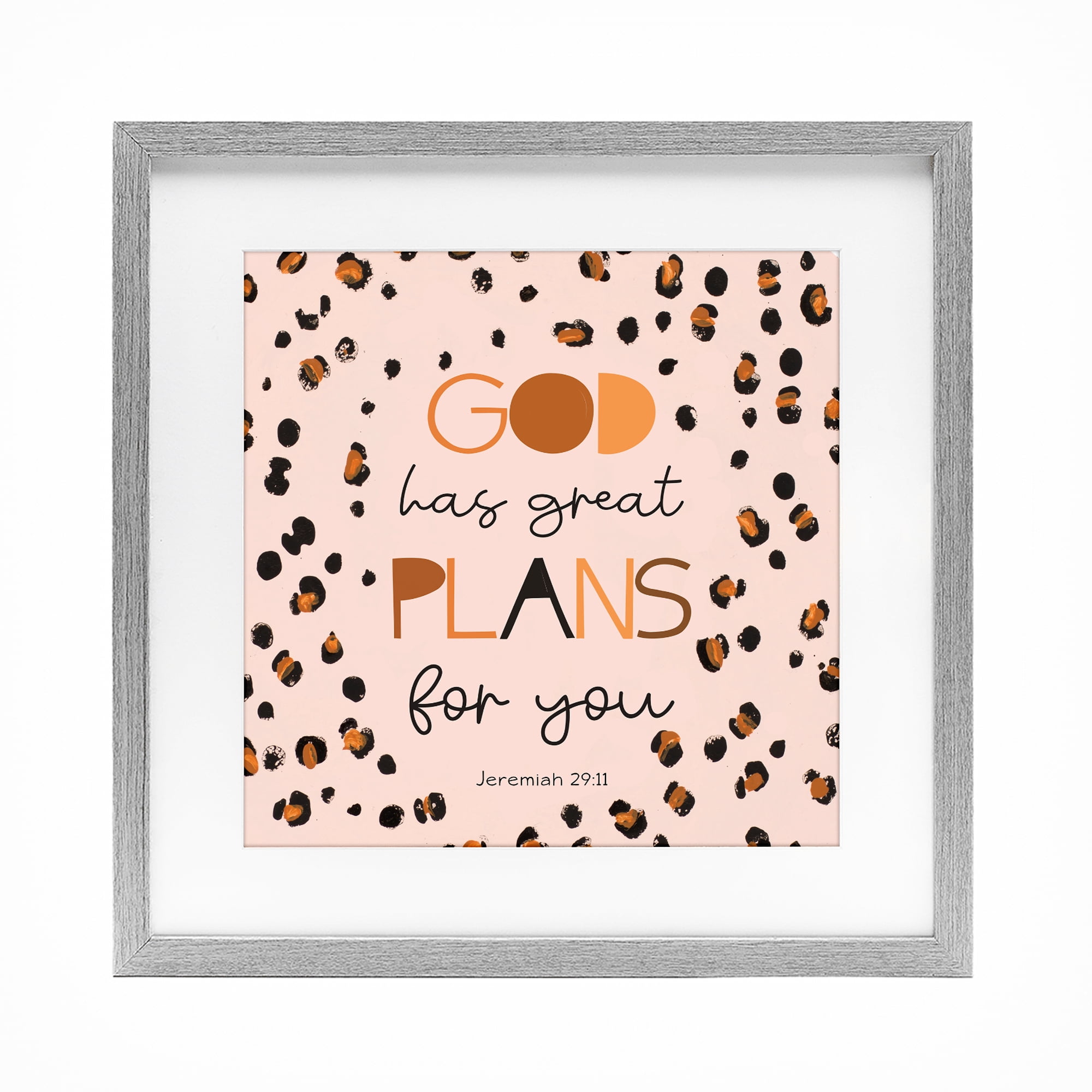 Stupell Industries God Has Plans For You Gray Framed Print Under Glass, design by Patricia Pinto