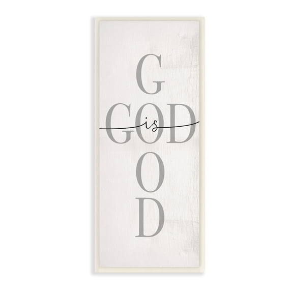 Stupell Industries God Is Good Phrase Faith Based Cross Typography Typography Painting Unframed Art Print Wall Art, 7 x 17