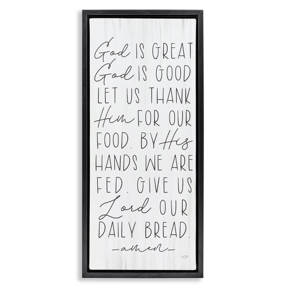 Stupell Industries Traditional God Is Great & Good Black Floating Frame Canvas Art, 11 x 25, by Lux + Me Designs