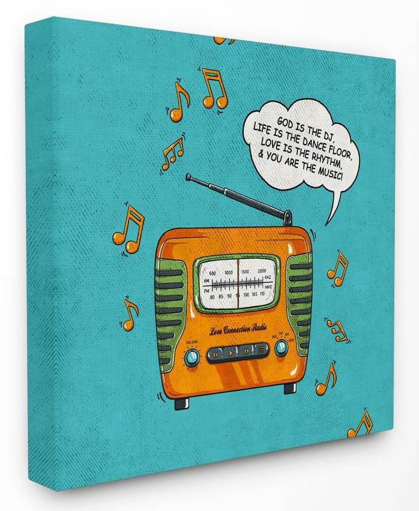 Stupell Industries God Is The DJ Vintage Comic Book Blue Orange Design Canvas Wall Art by Ester Kay