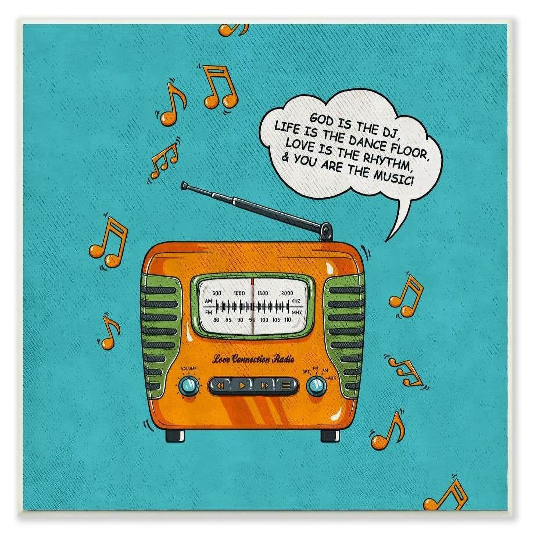 Stupell Industries God Is The DJ Vintage Comic Book Blue Orange Design Wall Plaque by Ester Kay