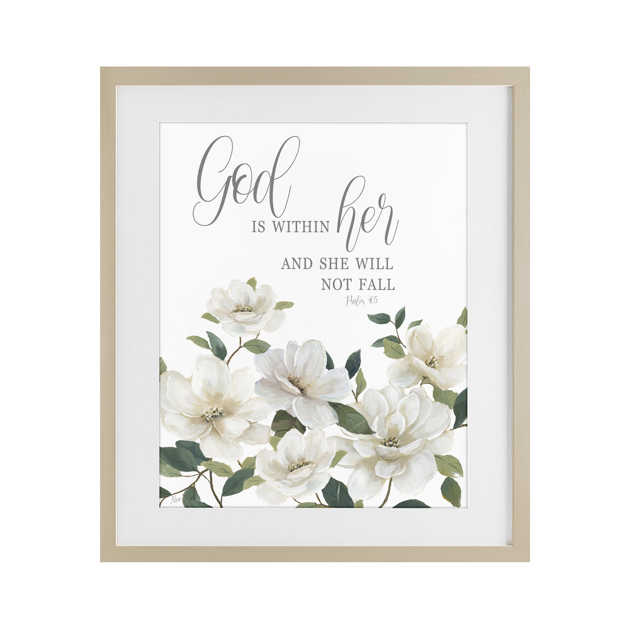 Stupell Industries God Is Within Her Birch Framed Print Under Glass, design by Nan