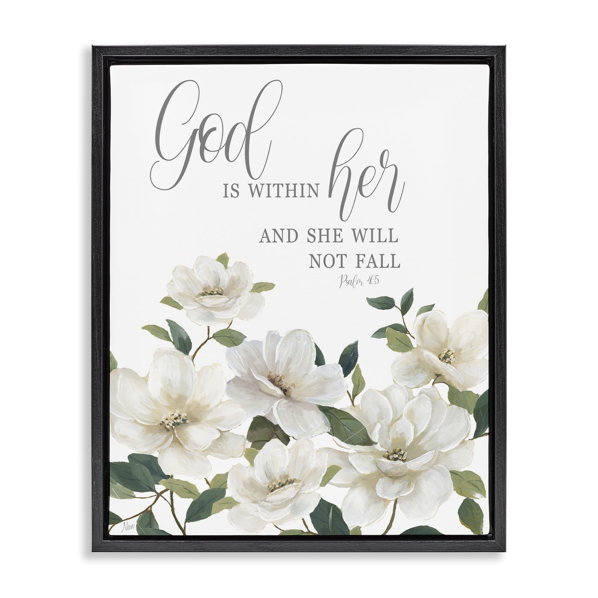 Stupell Industries God Is Within Her Black Framed Floater Canvas Wall Art, design by Nan