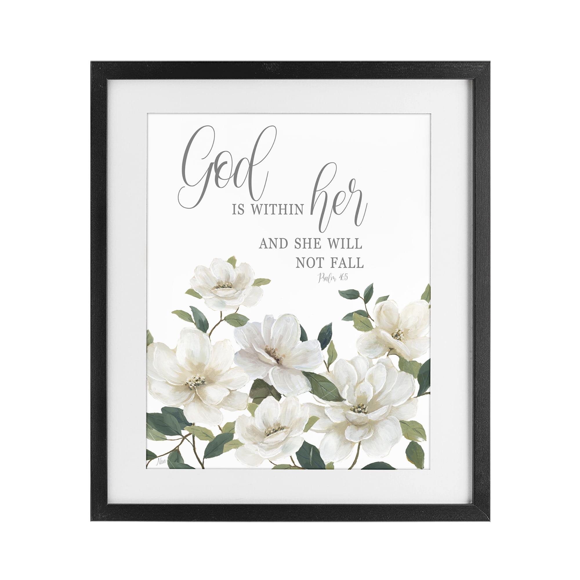 Stupell Industries God Is Within Her Black Framed Print Under Glass, design by Nan