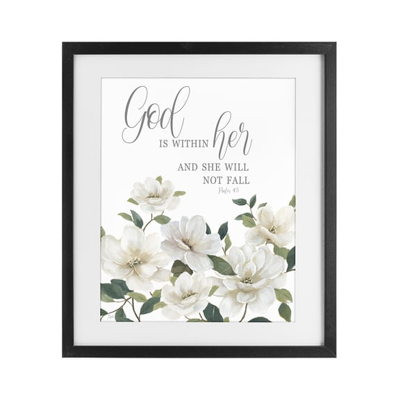 Stupell Industries Cottage God Is Within Her Black Framed Print Under Glass, 17 x 21, by Nan